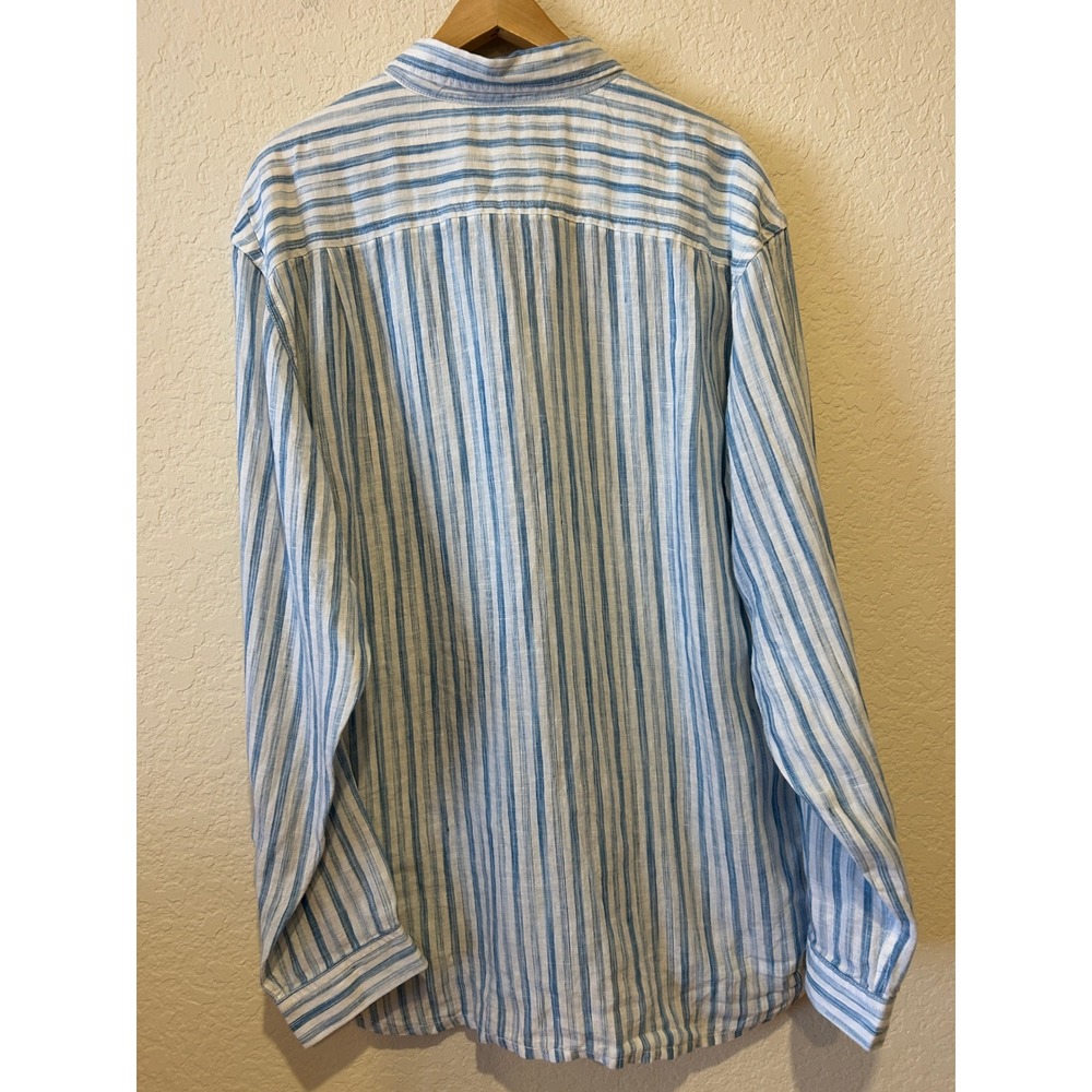 Tommy Bahama Mens Button Down Sz XL Blue Striped Linen Relax Shirt Beach Coastal - Picture 4 of 9